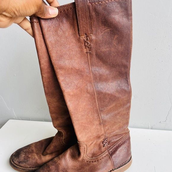Frye Women's Brown Leather Knee High Winter & Rain Boots Size 7.5 - Picture 2 of 5